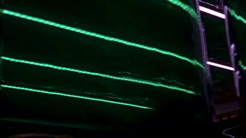 Neon light trails on dark background Stock Footage 337800479