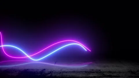 Neon Light Trails in Darkness: Abstract Curves of Pink and Blue on a Concre.. Stock Footage 341781346