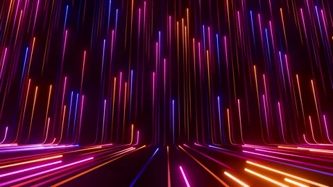 Neon Light Trails Moving Forward and Up. Looped animation. 3D rendering Video stock 319899419