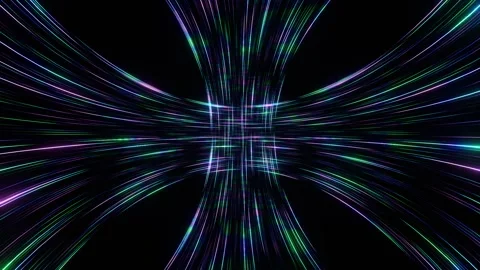 Neon Light Trails Warp Speed Tunnel Stock Footage 334963475