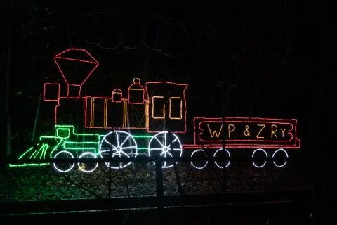 Neon light train Stock Photos