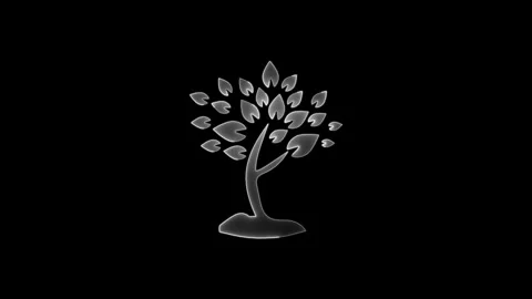 Neon light tree icon animation. Neon big tree icon animated background. Stock Footage 303553696