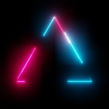 Neon light triangle frame on dark background Illustrazione stock