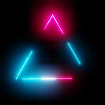 Neon light triangle frame on dark background Stock Illustration