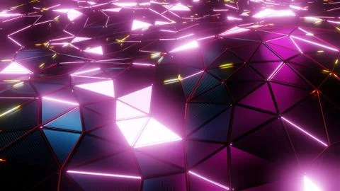 Neon Light Triangle In Geometry Wave 스톡 일러스트