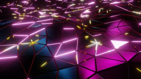 Neon Light Triangle In Geometry Wave Illustrazione stock