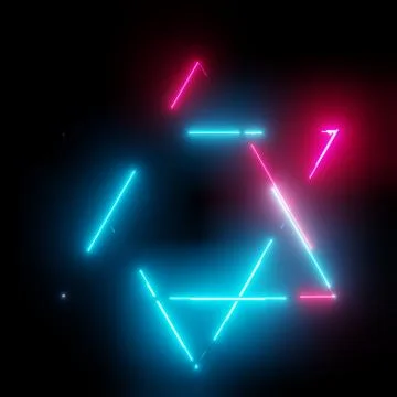 Neon light triangles frame on dark background Stock-Illustration