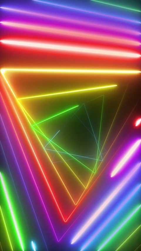 Neon light triangles with rainbow colors Stock Video Pond5