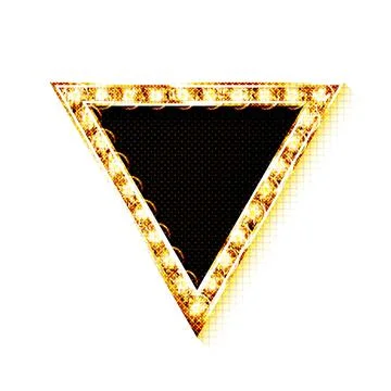 Neon light triangular banner. Stock Illustration