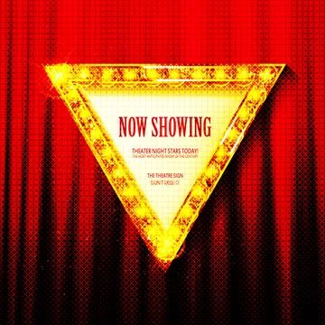 Neon light triangular banner. Stock Illustration