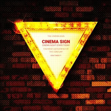 Neon light triangular banner Stock Illustration