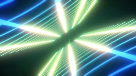 Neon Light Tunnel Loop Blue and Yellow High-Speed Motion Background Video stock 331191811