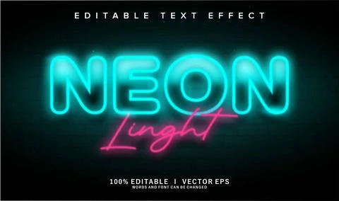 Neon light vector text effect with modern style design Stock Illustration