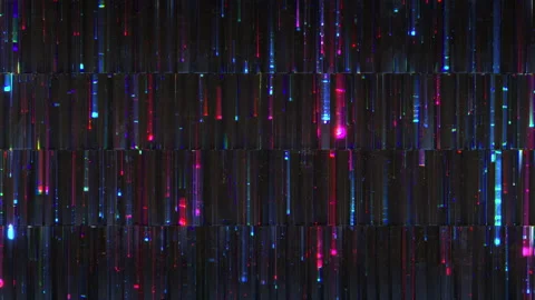 Neon light vertical lines and glass seamless loop 3D render animation Stock Footage 219318044