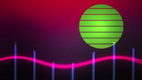 Neon light wave green circle background. Video stock 340037950