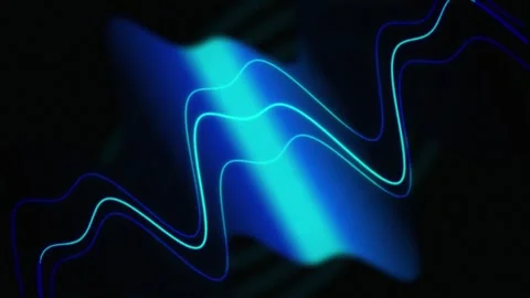 Neon light waves flow horizontally in a seamless loop Stock Footage 342519424