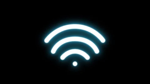 Neon Light Wi-fi Network Icon Animation on a Black Background Stock Footage 296408482