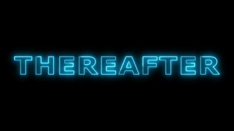 Neon light word thereafter flickering on black screen. Vidéo 332533749
