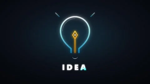 Neon lightbulb animation with idea text creative concept and innovation motio Stock Footage 337552978