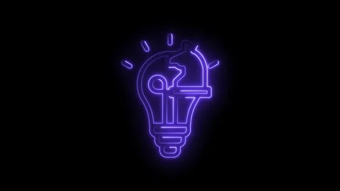Neon lightbulb with chess knight inside symbolizing strategic idea innovation Stock Footage 333969233