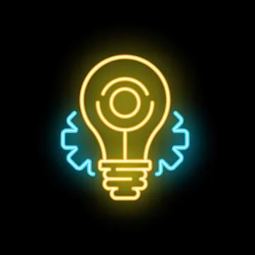Neon lightbulb combining creativity and engineering for innovation Stock Illustration