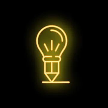 Neon lightbulb combining with pencil symbolizing creative idea generation Stock Illustration