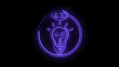 Neon lightbulb with eye and arrow creative idea generation concept isolated on Stock Footage 330777189