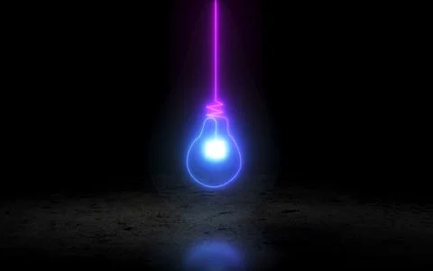 Neon lightbulb icon Stock Illustration