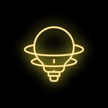 Neon lightbulb orbiting around a planet representing innovative ideas Stockillustratie