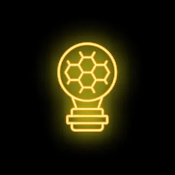 Neon lightbulb representing innovative scientific discovery Stock Illustration