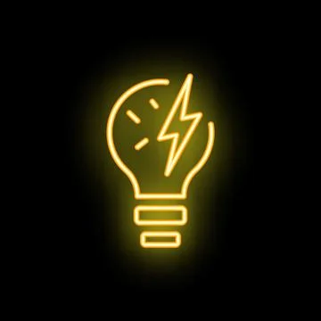 Neon lightbulb shining with bright idea concept Stock Illustration