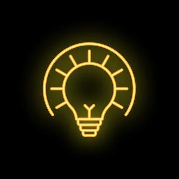 Neon lightbulb shining spreading rays of light Illustrazione stock