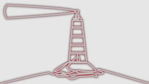 Neon lighthouse in one line. Stock Footage 174894410
