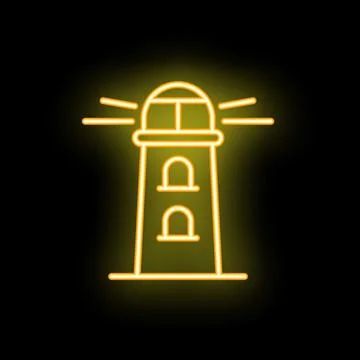 Neon lighthouse shining brightly in the dark Stock Illustration