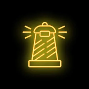 Neon lighthouse shining brightly in the dark Stock Illustration