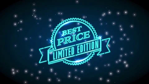 Neon lighting lower transfer with words limited issue written on a folded ribbon Stock Footage 129540675