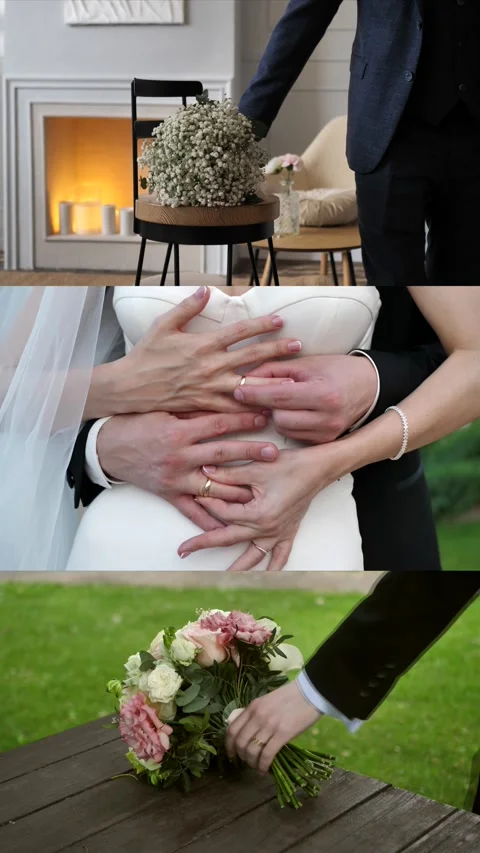 Neon lighting, wedding decor, wedding arch, glass vases with flaming candles. Stock Footage 319850853