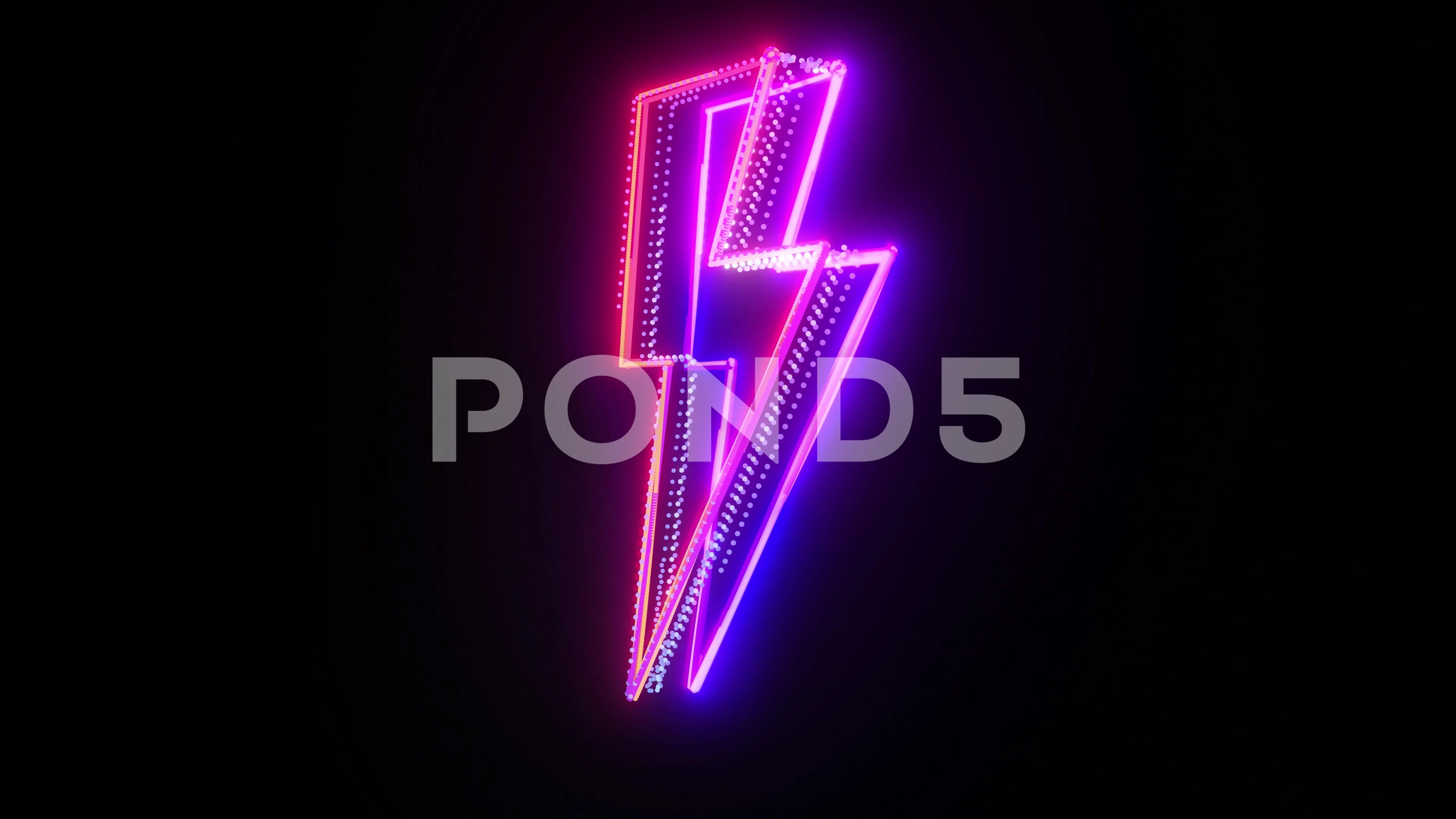 Neon Lightning Bolt. 3d rendering | Stock Video | Pond5