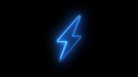 Neon lightning icon animation set, glowing blue lightning bolt electric pow.. 스톡 동영상 311125504