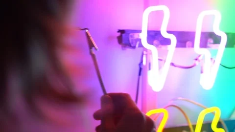 Neon lightnings in motion 스톡 동영상 112141501