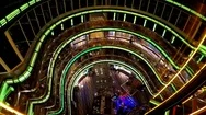 Neon Lights And Interiors Inside Carnival Ecstasy Cruiseship Stock Footage