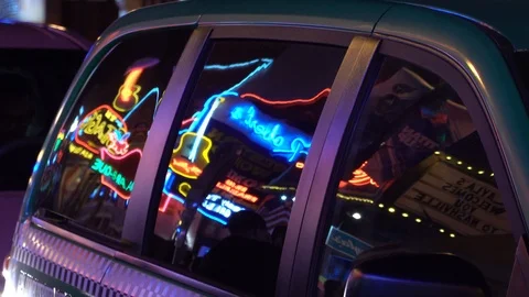 Neon Lights in cab window Stock Footage 118932043
