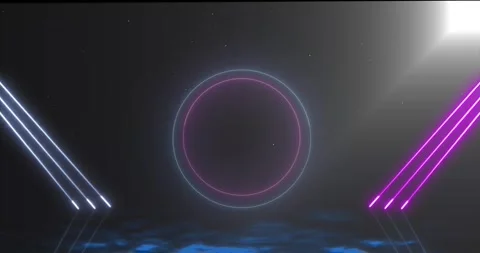 Neon Lights Circle Background . Glowing neon color circle motion background anim Stock Footage 337894854