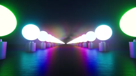 Neon lights corridor road Stock Footage 335451767