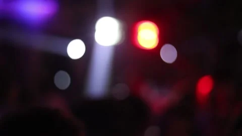 Neon lights on the dance floor. Blurry bokeh Stock Footage 157689399