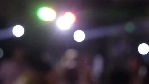 Neon lights on the dance floor. Blurry bokeh Stock Footage 157689415