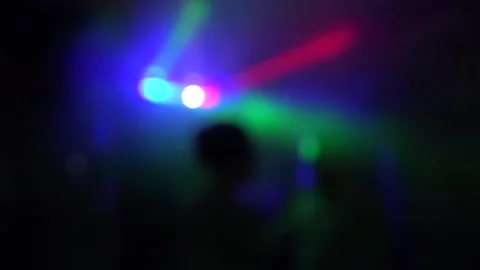 Neon lights on the dance floor. Blurry bokeh Stock Footage 157689449