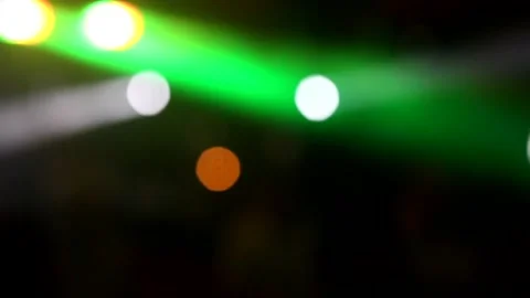 Neon lights on the dance floor. Slow time. Stock Footage 158050227