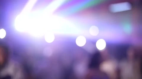Neon lights on the dance floor. Slow time. Stock Footage 158050232