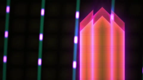 Neon lights in dark background with grid pattern. Stock Footage 337516532